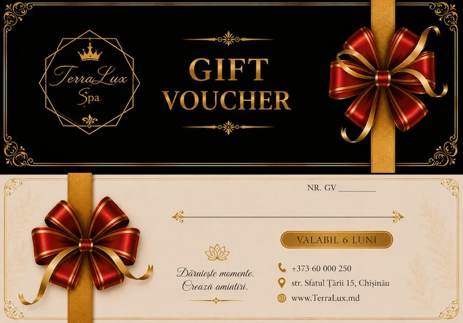 Gift Voucher TerraLux SPA, tipărit pe suport premium